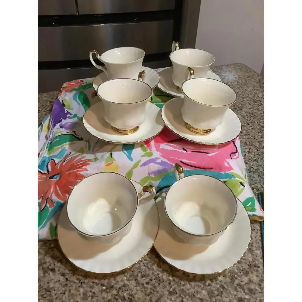 Royal Albert Affinity Cream and Gold Trim Teacup & Saucer Set